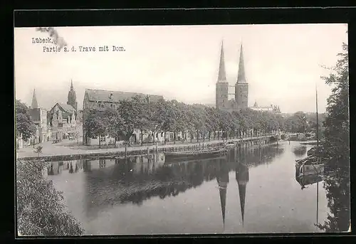 AK Lübeck, Trave mit Blick zum Dom