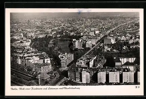 AK Berlin, Blick vom Funkturm auf Lietzensee und Charlottenburg