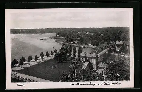 AK Berlin-Tegel, Neue Strandanlagen mit Hafenbrücke