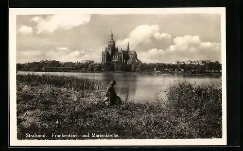 AK Stralsund, Frankenteich und Marienkirche