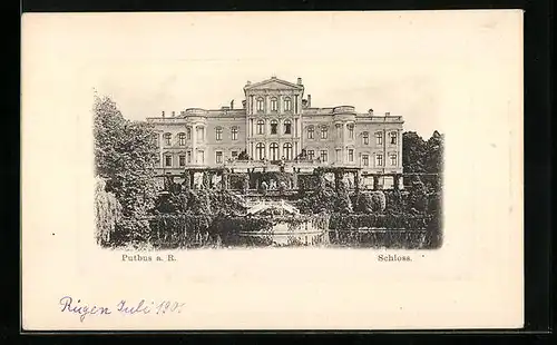 AK Putbus a. R., Schloss im Passepartout-Rahmen