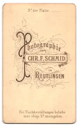 Fotografie Chr. F. Schmid, Reutlingen, Gutbürgerlicher Herr mit Schleife