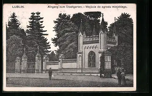 AK Lublin, Eingang zum Stadtgarten