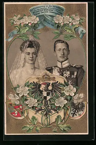 Präge-AK Vermählung des deutschen Kronprinzenpaares Friedrich Wilhelm von Preussen, 1905