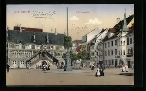 AK Mülhausen, Blick auf den Rathausplatz