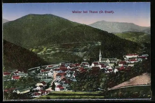 AK Weiler bei Thann, Gesamtansicht mit Bergen