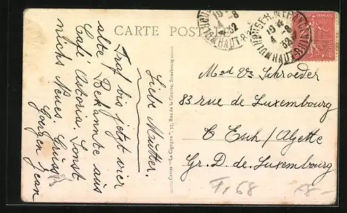 AK Mulhouse, Burg, Ortspartie, Frau in Tracht