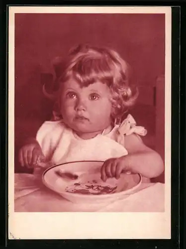AK Kleines Kind vor einem Teller, Medikament Maizena