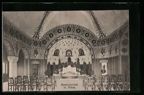 AK Zittau, Krematorium, Innenansicht
