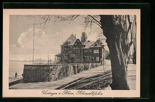 AK Uerdingen /Rh., Gasthaus Rheinschlösschen mit Rheinblick