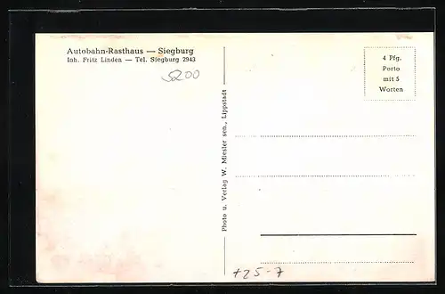 AK Siegburg, Autobahn-Rasthaus Fritz Linden mit Terrasse und Autobahnbrücke