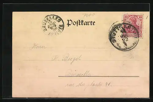 AK Stuttgart, Königsbau mit Strassenbahn