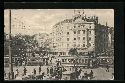 AK Berlin, Potsdamer Platz mit Strassenbahn