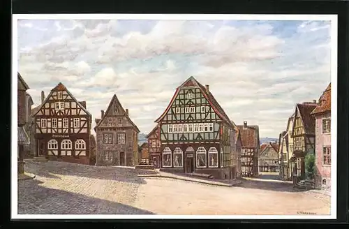 AK Lauterbach /Hessen, Strassenpartie mit Brauhaus