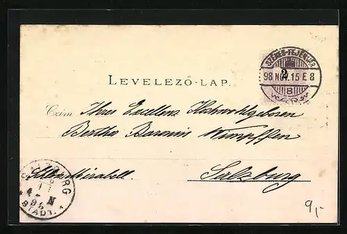 AK Székesfehérvár, Strassenpartie mit Turmgebäude