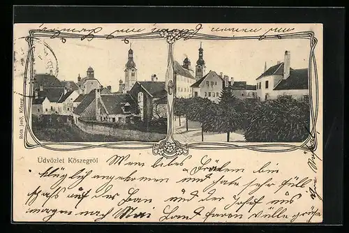 AK Köszeg, Ortspartien mit Kirche