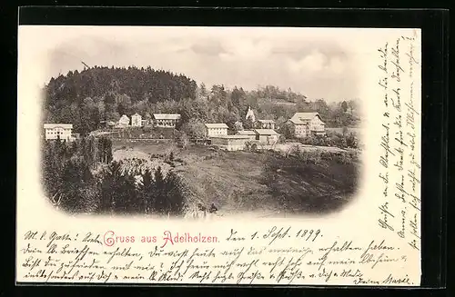 AK Adelholzen, Ortspartie aus der Vogelschau