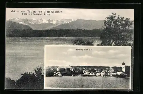 AK Tutzing am Starnbergersee, Blick in`s Karwendel Gebirge