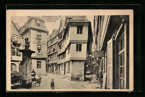 AK Alt-Frankfurt, Goldhutgasse mit Ausschank Frankfurter Bürgerbräu von Georg Herrlein