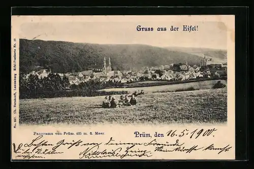 AK Prüm, Panorama von Prüm, Eifel