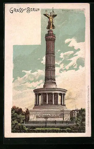 Lithographie Berlin-Tiergarten, Siegessäule