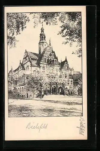 Künstler-AK Bielefeld, Das Rathaus