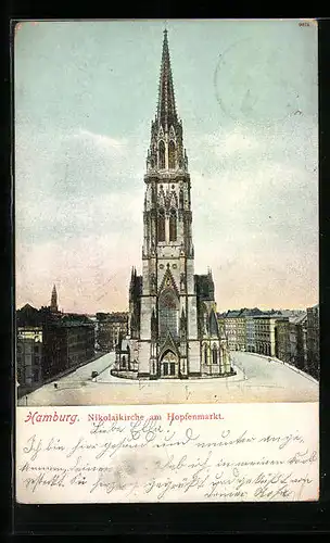 AK Hamburg, Nikolaikirche am Hopfenmarkt