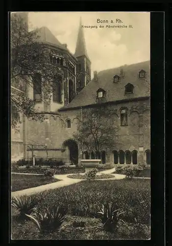 AK Bonn /Rh., Kreuzgang der Münsterkirche mit Anlagen