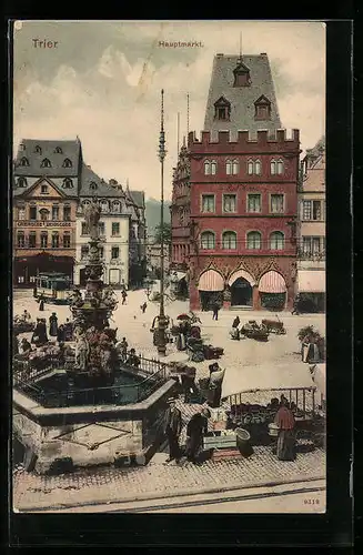 AK Trier, Hauptmarkt mit Marktfrauen
