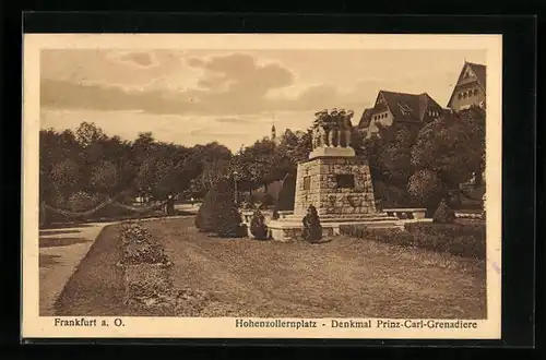 AK Frankfurt a. O., Hohenzollernplatz mit Denkmal Prinz-Carl-Grenadiere