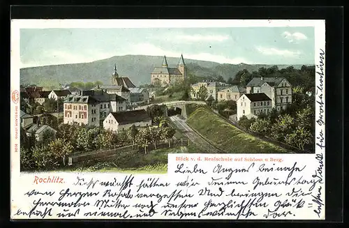 AK Rochlitz, Blick von der Realschule auf Schloss und Berg