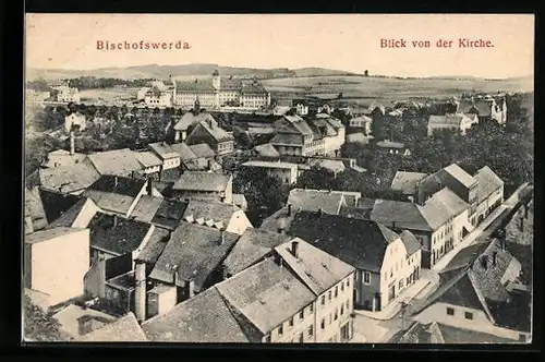 AK Bischofswerda, Blick von der Kirche auf den Ort