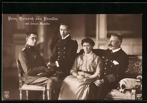 AK Prinz Heinrich von Preussen mit seiner Familie und Hund