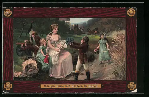 AK Huben bei Königsberg, Königin Luise von Preussen mit Kindern im Freien