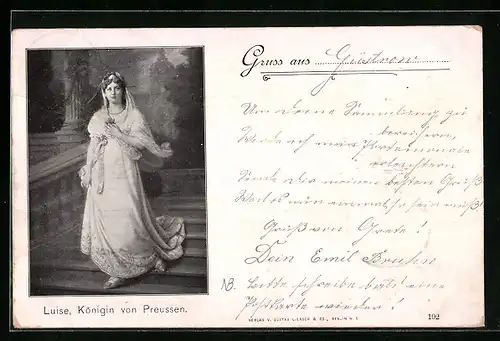 AK Königin Luise von Preussen, eine Treppe hinunter schreitend