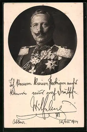 AK Kaiser Wilhelm II. trägt seine Uniform