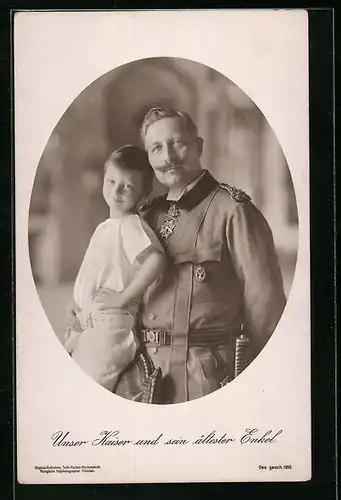 AK Kaiser Wilhelm II. mit seinem ältesten Enkel