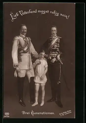 AK Kaiser Wilhelm II. mit seinem Sohn und Enkel