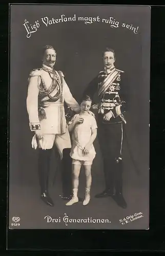 AK Kaiser Wilhelm II. mit seinem Sohn und Enkel