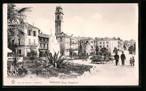 AK Pallanza, Lago Maggiore, Passanten mit Kindern vor der Kirche
