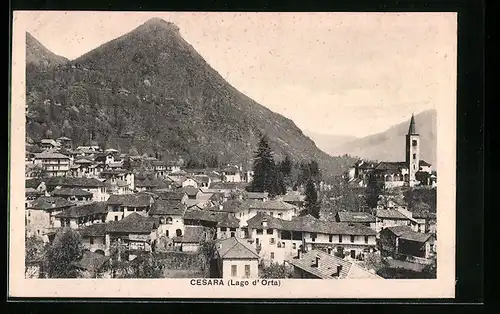 AK Cesara, Lago D`Orta, Blick über den Ort zur Kirche