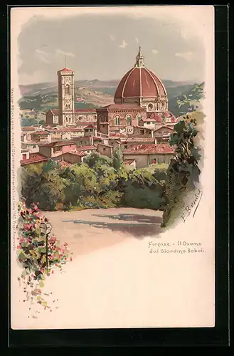 Künstler-AK Firenze, Il Duomo dal Giardino Boboli