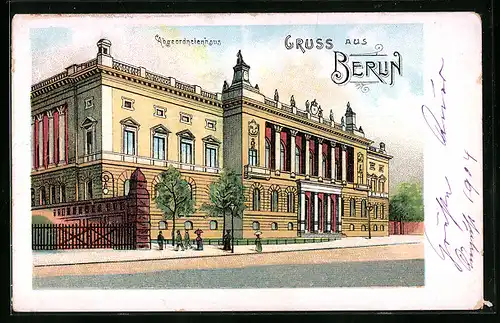 Lithographie Berlin, vor dem Abgeordnetenhaus