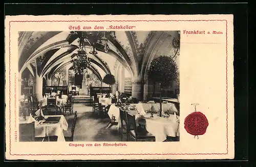 AK Frankfurt am Main, Eingang von den Römerhallen im ratskeller