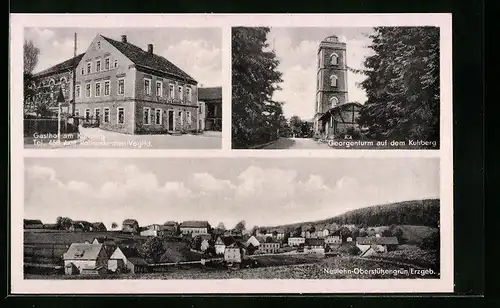 AK Rothenkirchen im Vogtld., Blick auf Neulehn-Oberstützengrün, der Georgenturm auf dem Kuhberg, Gasthof am Kuhberg