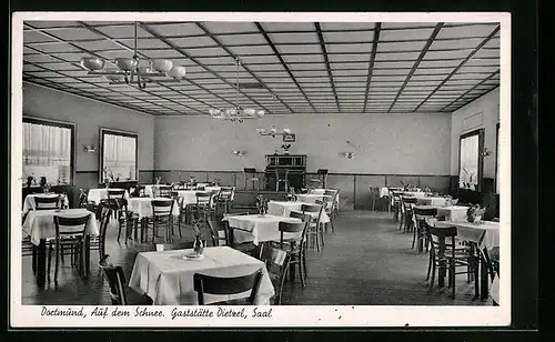 AK Dortmund, Auf dem Schnee, Gaststätte Dietzel, im Saal