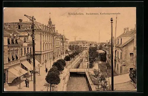 AK Wörishofen, Bachstrasse, Blick auf die Kurhauspromenade