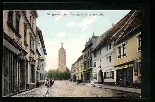 AK Sangerhausen, Kylischestr. mit Blick zur Jacobikirche