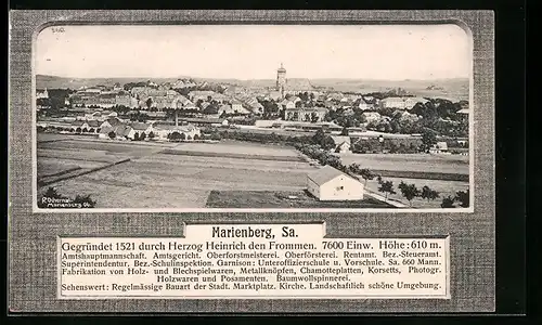 AK Marienberg i. Sa., Generalansicht der Stadt, Blick zur Kirche