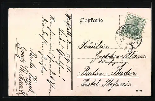 AK Rastatt, Kaiserstrasse mit dem Rathaus